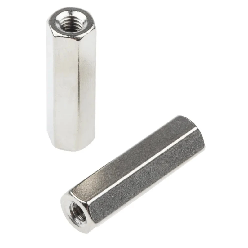 RS PRO Hex Threaded Brass Standoff, Female/Female, 25 mm Length, M4 Thread, Nickel Finish 222-503