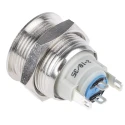 APEM AV Series Push Button Switch, Latching Operation, Silver Actuator, 19.2 mm Cutout, IP65, 2A Contact Current AV09100EA200