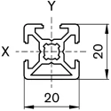 Bosch Rexroth Silver Aluminium Strut Profile 20 x 20 mm 6 mm Groove, 3 m Length, Series MGE 13.2 3842992889/3000