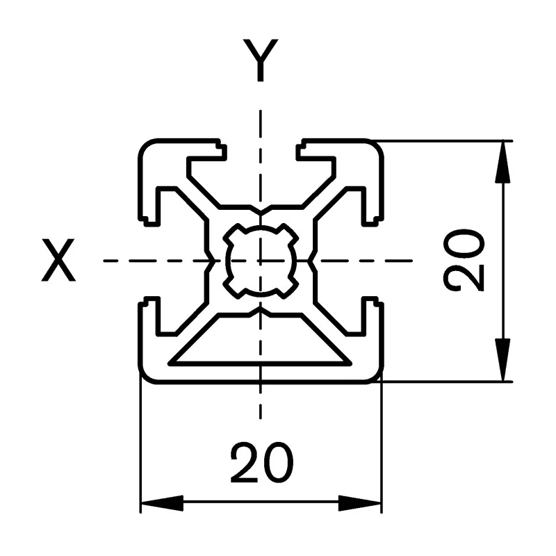 Bosch Rexroth Silver Aluminium Strut Profile 20 x 20 mm 6 mm Groove, 3 m Length, Series MGE 13.2 3842992889/3000