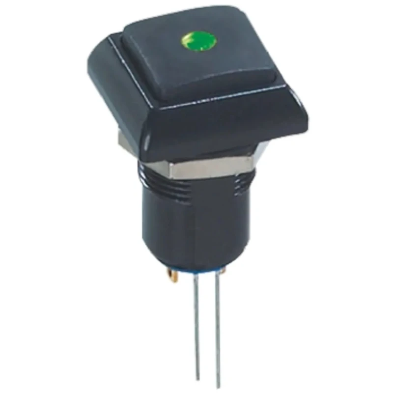 APEM IP Series Illuminated Latching Push Button Switch, Panel Mount, 12 mm Cutout, Green LED, IP67, 48 V AC IPC1SAD2LOG