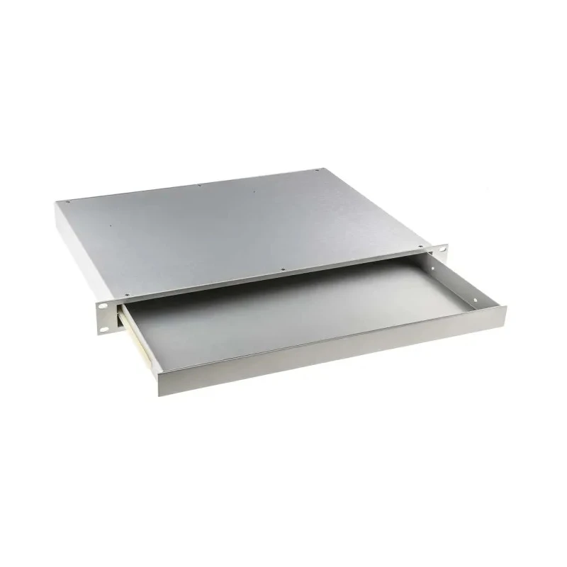 RS PRO Grey Steel Keyboard Rack Drawer 1 U, 483 mm Width x 456 mm Depth 223-764