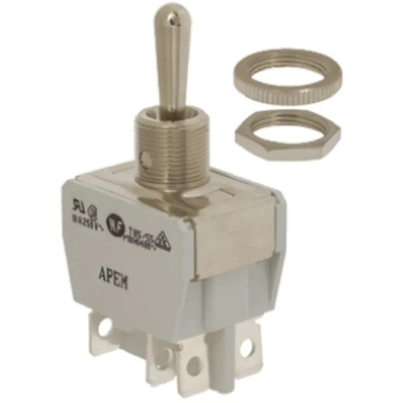 APEM Industrial Toggle Switch, Panel Mount, On-On DPDT, Solder Terminal, 24 V dc, 250 V ac 646H/2-5