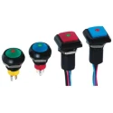 APEM IP Series Illuminated Momentary Push Button Switch Panel Mount 13.6 mm Cutout SPST Green LED IP67 IPR3FAD2L0G