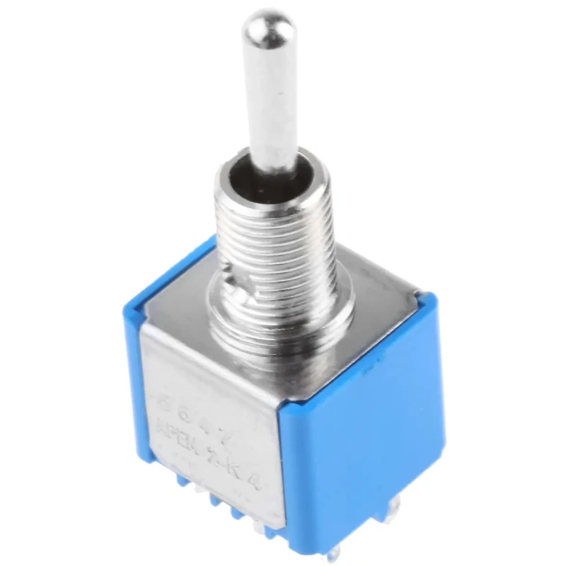 APEM Toggle Switch Panel Mount On-Off-On DPDT 4A 30V DC 250V AC Brass Actuator 5647A