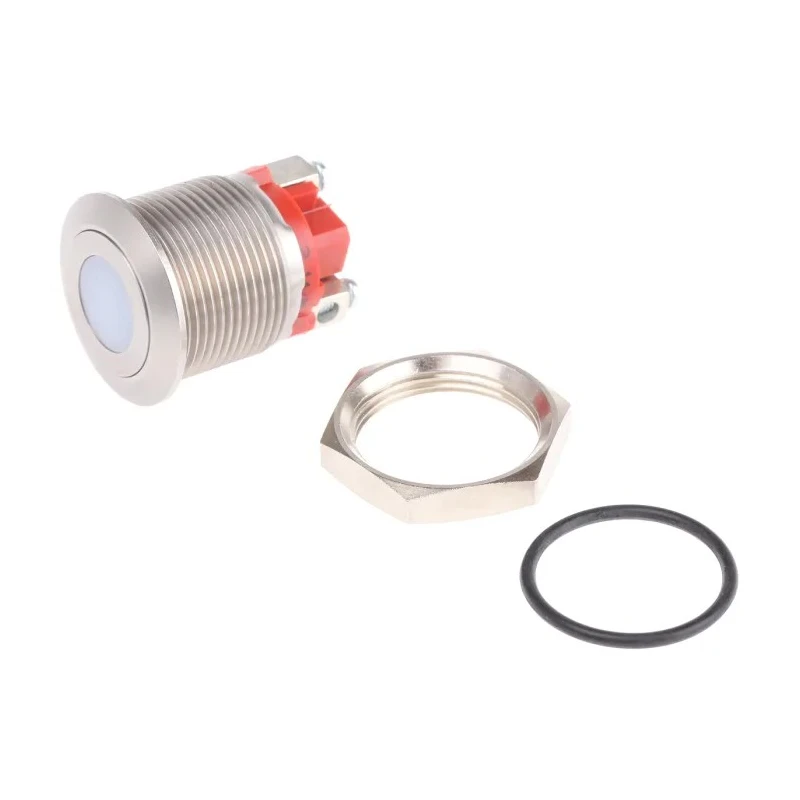 APEM AV Series Illuminated Push Button Switch, Momentary, 19.2 mm Cutout, SPST, Red LED, IP65, 250 V ac AV09C7L3D9406K