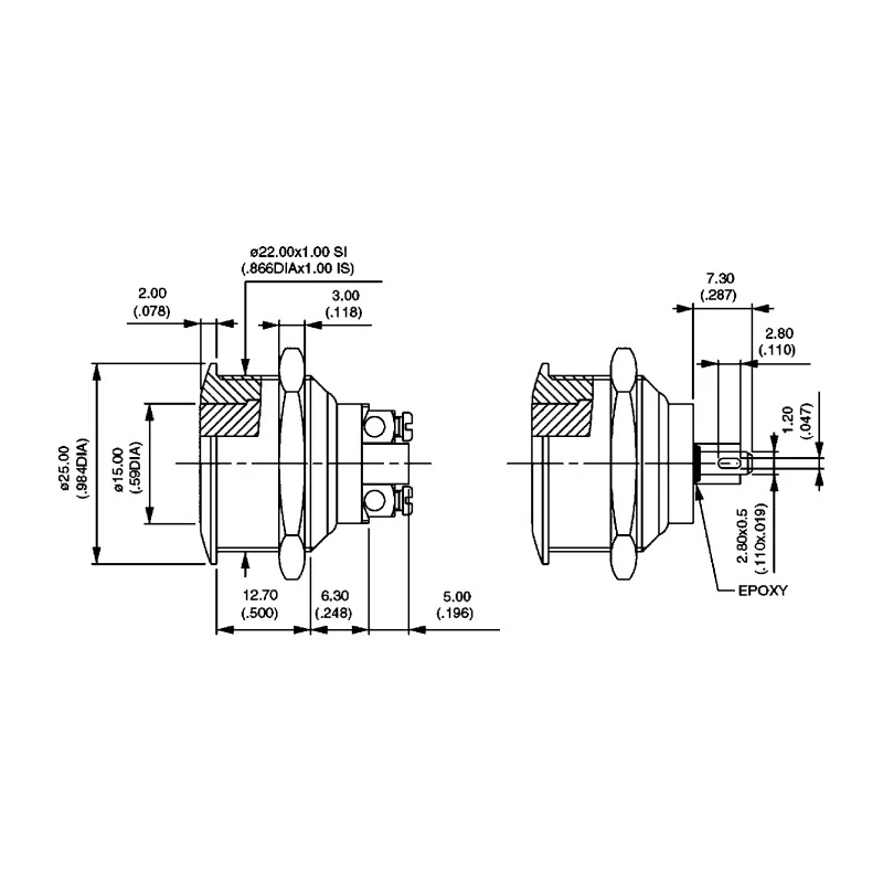 APEM AV Series Panel Mount Momentary Push Button Switch silver actuator 22.2 mm Cutout SPST IP65 48 V dc AV031003C940K