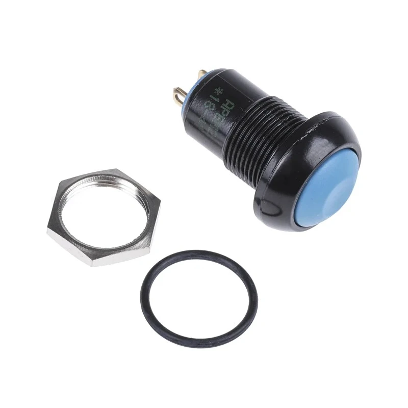 APEM IP Series Push Button Switch Latching Panel Mount 13.6 mm Cutout SPST Blue Actuator IP67 50V dc IPR1SAD1