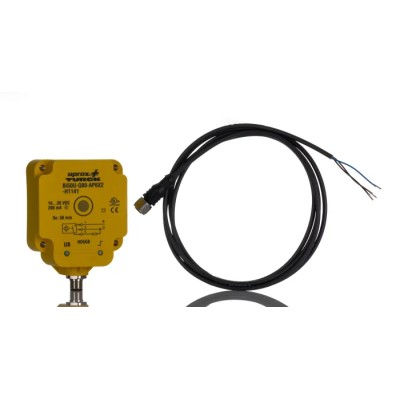 Turck Block Inductive Proximity Sensor, M12 Thread, PNP Output, Uprox Series, 30 V DC, 50 mm Detection BI50U-Q80-AP6X2-H1141