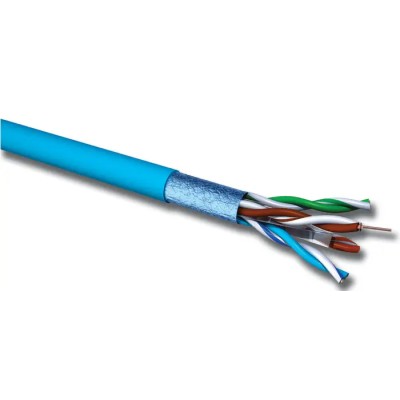Multimedia Connect Shielded Screened Cat6 Ethernet Cable Low Smoke Zero Halogen, 100 m, Blue 