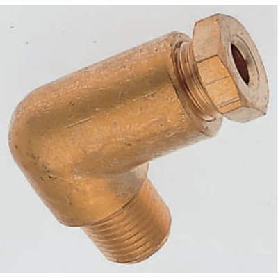 Norgren Enots 34 Series Pneumatic Fitting Threaded-to-Tube Brass 90° Elbow R1/4 Male x Push In 5/16 in 221450528