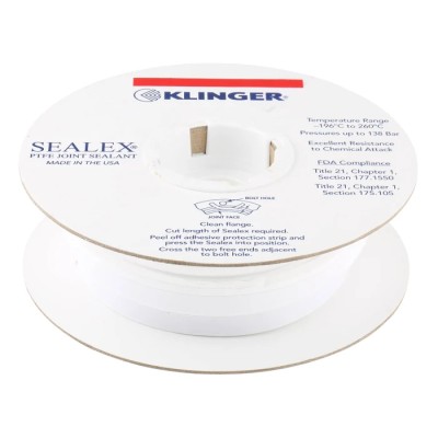 Klinger White PTFE Thread Seal Tape 5 m x 14 mm Width x 5 mm Thickness SEA1450005BR