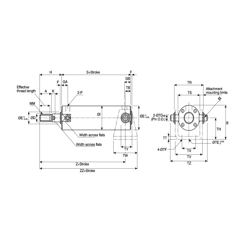 SMC CG Series Trunnion Pin Pneumatic Cylinder & Actuator Accessory CG-T040