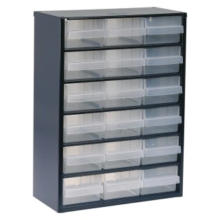 Raaco Drawer Storage Unit 18, Steel Frame, Polypropylene Drawers, Blue, 417mm x 306mm x 150mm 137478