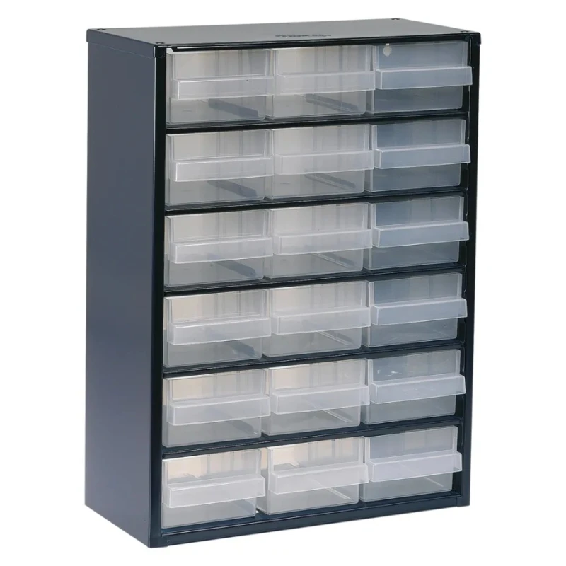 Raaco Drawer Storage Unit 18, Steel Frame, Polypropylene Drawers, Blue, 417mm x 306mm x 150mm 137478