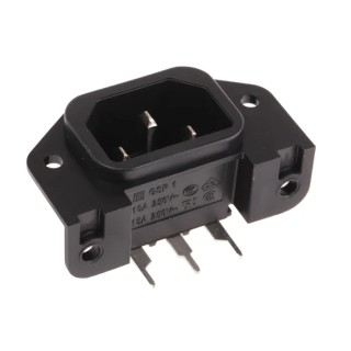 Schurter C14, C18 Straight Panel Mount IEC Connector, 250V Female, 10A GSP1.3101.1