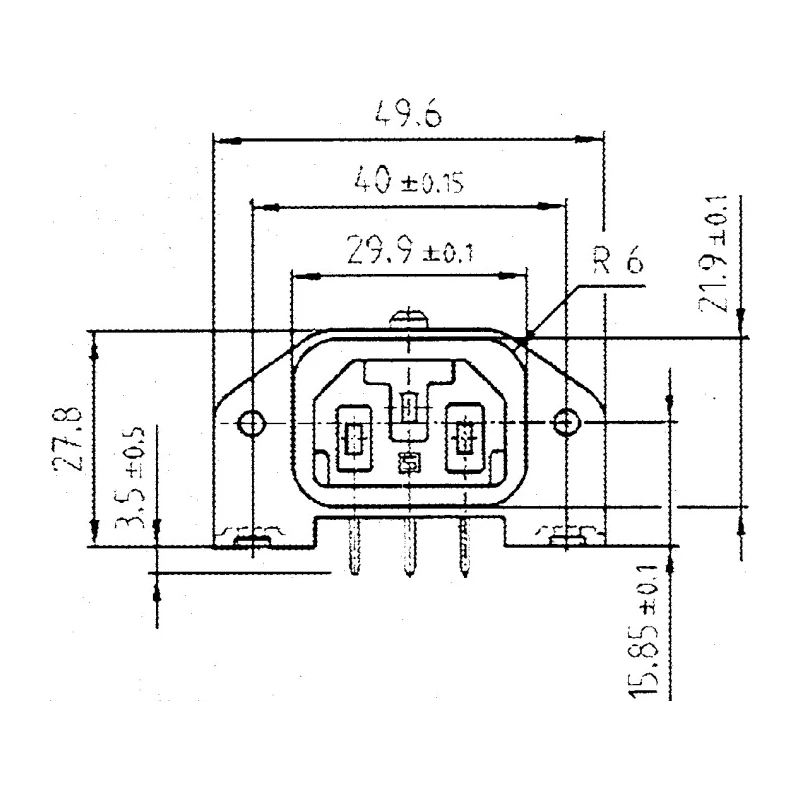 Schurter C14, C18 Straight Panel Mount IEC Connector, 250V Female, 10A GSP1.3101.1