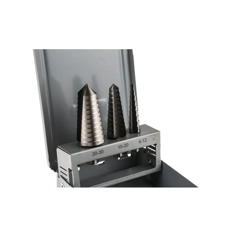 RS PRO 3-Piece HSS Step Drill Bit Set for Metal, 4 mm to 30 mm, High-Speed Steel, UK Origin 232-608