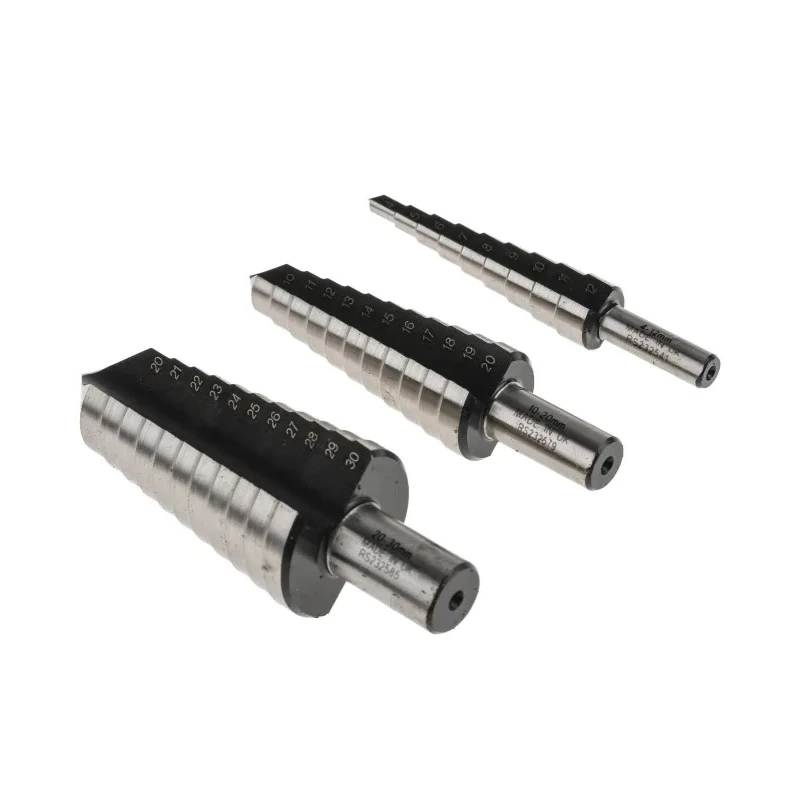 RS PRO 3-Piece HSS Step Drill Bit Set for Metal, 4 mm to 30 mm, High-Speed Steel, UK Origin 232-608