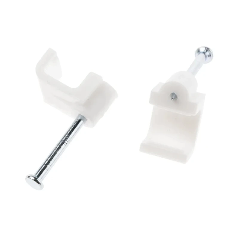 RS PRO White Polyethylene Rectangular Cable Clip Nail 9.3mm x 8mm x 8mm 233-562