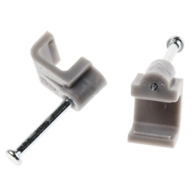 RS PRO Grey Polyethylene Rectangular Cable Clip Nail 9.3mm x 8mm x 8mm 233-613