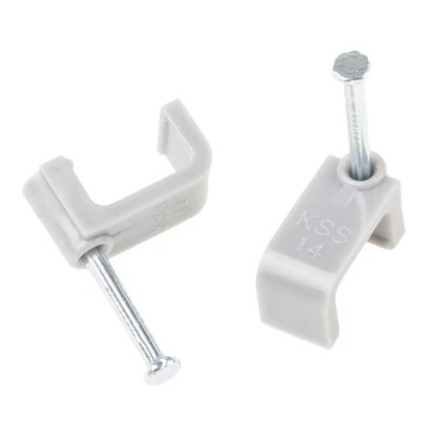 RS PRO Grey Polyethylene Rectangular Cable Clip 6 mm Max Bundle Diameter Nail Fixing 9.4mm x 13.5mm x 11.6mm 233-657