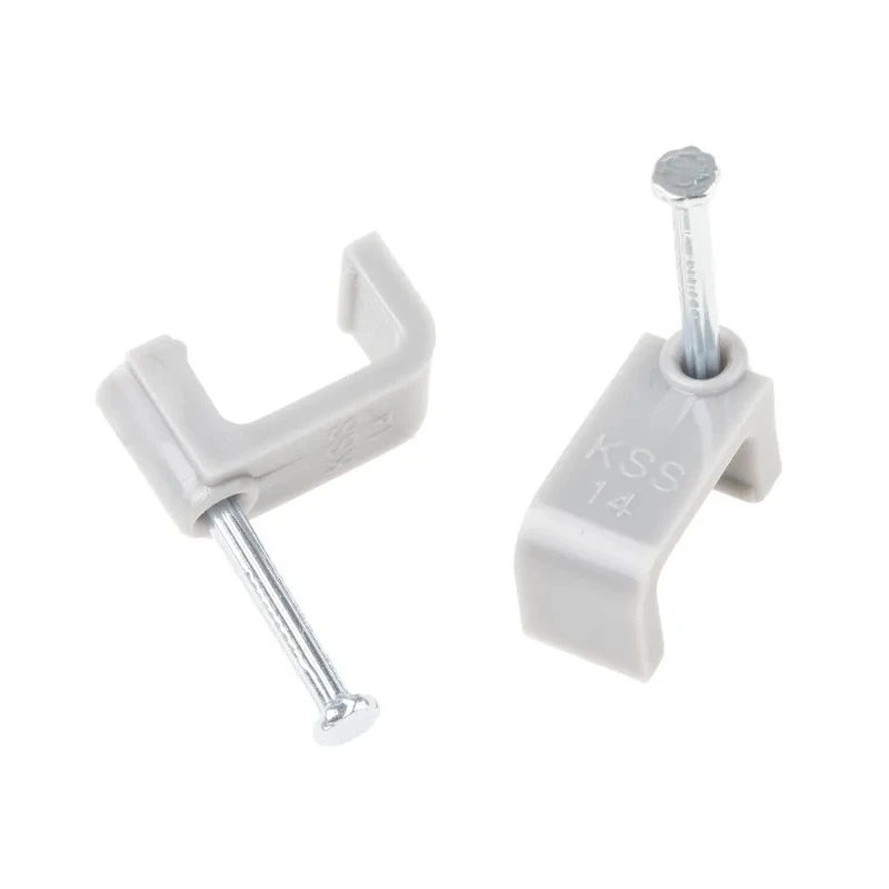 RS PRO Grey Polyethylene Rectangular Cable Clip 6 mm Max Bundle Diameter Nail Fixing 9.4mm x 13.5mm x 11.6mm 233-657