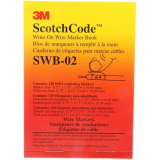 3M Adhesive Vinyl Cable Marker Book White, Blank Legend, 25 x 72 mm, SWB-02