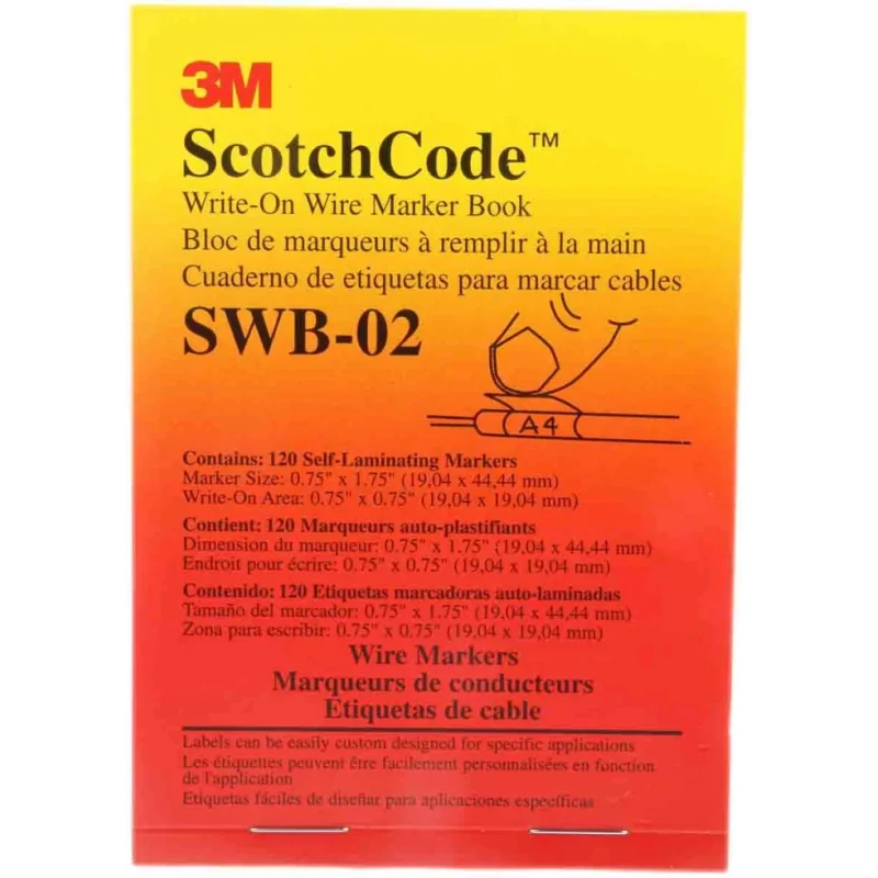 3M Adhesive Vinyl Cable Marker Book White, Blank Legend, 25 x 72 mm, SWB-02