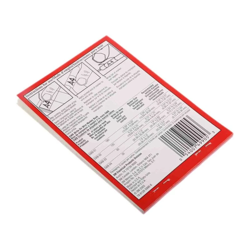 3M Adhesive Vinyl Cable Marker Book White, Blank Legend, 25 x 72 mm, SWB-02