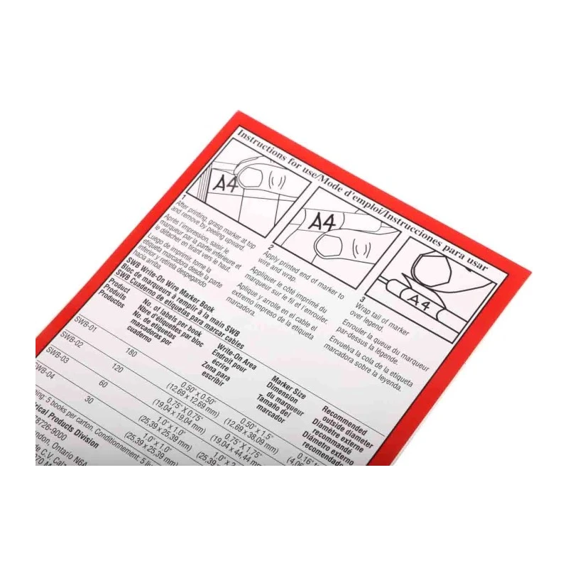 3M Adhesive Vinyl Cable Marker Book White, Blank Legend, 25 x 72 mm, SWB-02