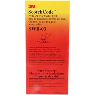 3M Cable Marker Book, Adhesive, White Vinyl, 2.43m Length, Heat Resistant, SWB-03