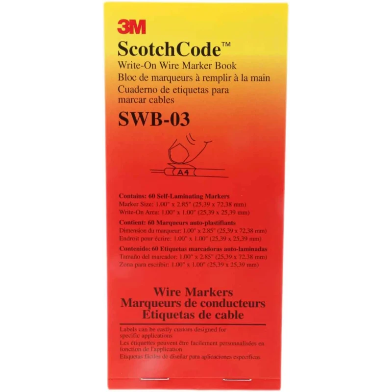 3M Cable Marker Book, Adhesive, White Vinyl, 2.43m Length, Heat Resistant, SWB-03