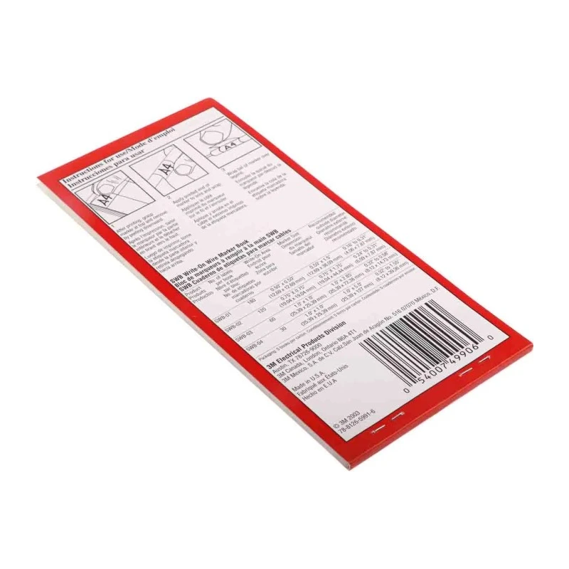 3M Cable Marker Book, Adhesive, White Vinyl, 2.43m Length, Heat Resistant, SWB-03
