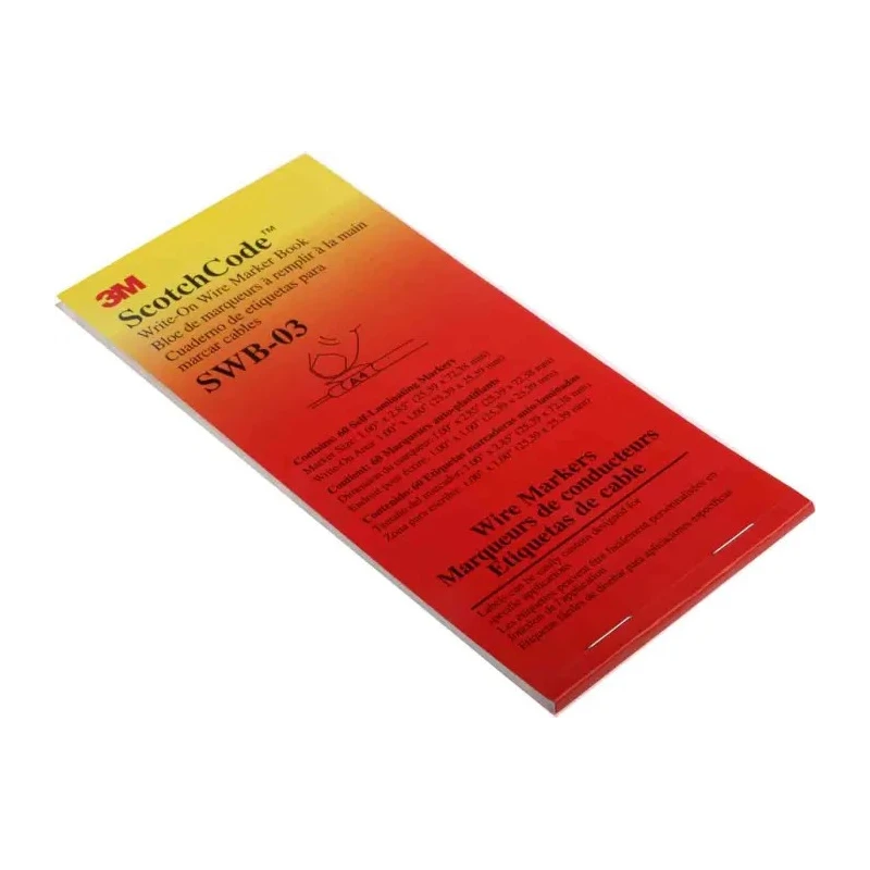 3M Cable Marker Book, Adhesive, White Vinyl, 2.43m Length, Heat Resistant, SWB-03
