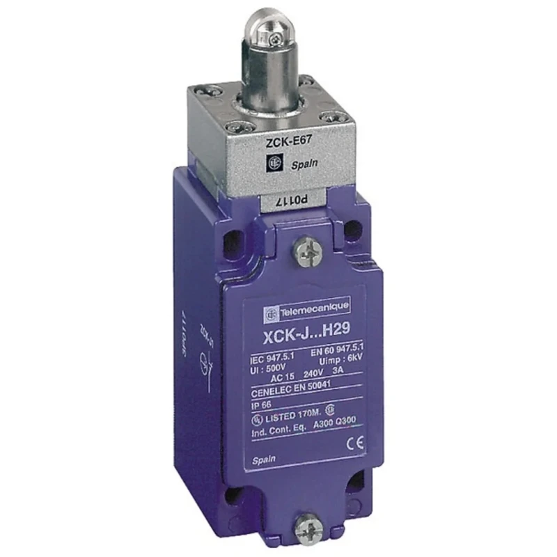 Telemecanique Sensors XCKJ Series Roller Plunger Limit Switch, 1 NO/1 NC, IP66, Zamak Housing, 240V AC, 3A 