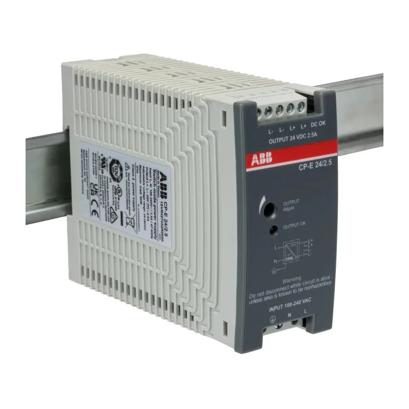 ABB CPE Switched Mode DIN Rail Power Supply 240V AC/DC Input 24V DC 2.5A Output 60W 1SVR427032R0000 CP-E 24/2.5