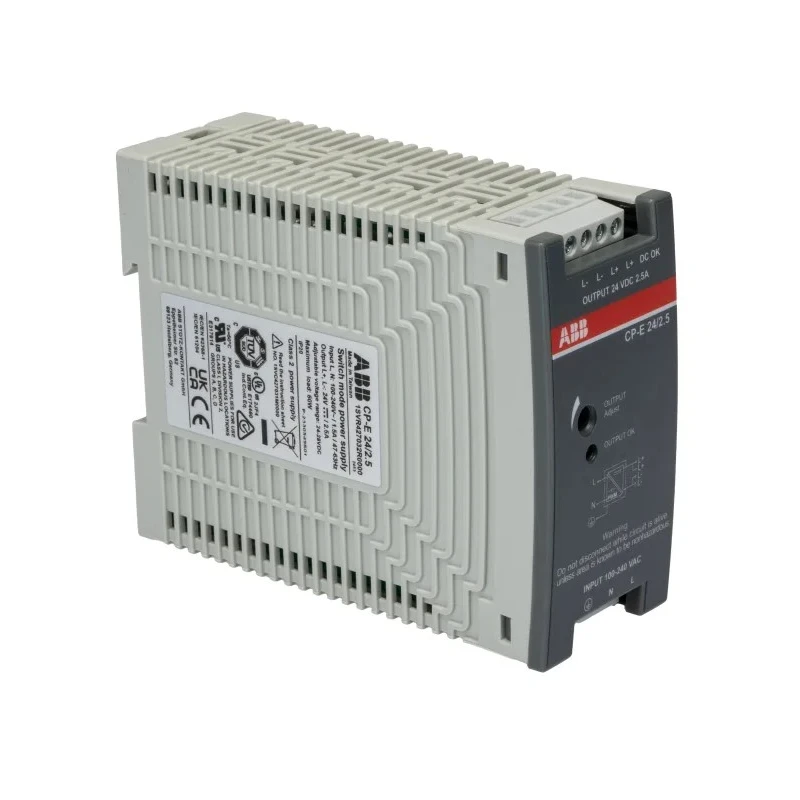 ABB CPE Switched Mode DIN Rail Power Supply 240V AC/DC Input 24V DC 2.5A Output 60W 1SVR427032R0000 CP-E 24/2.5