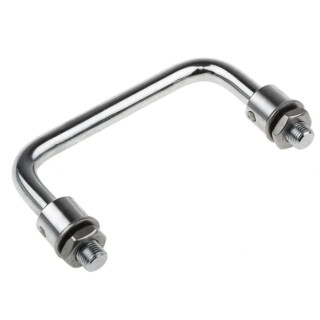 RS PRO Chrome-Plated Steel Carrying Handle Silver Finish Nut Fixing Type M10 Thread 116mm Width 42mm Height 237-637