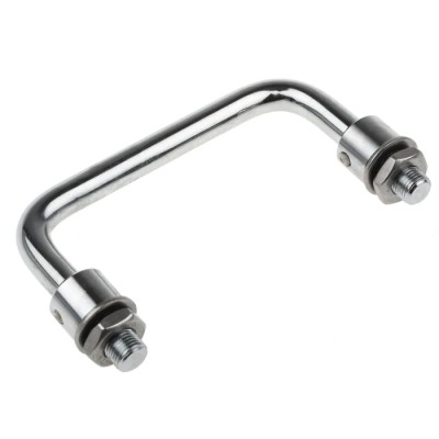 RS PRO Chrome-Plated Steel Carrying Handle Silver Finish Nut Fixing Type M10 Thread 116mm Width 42mm Height 237-637