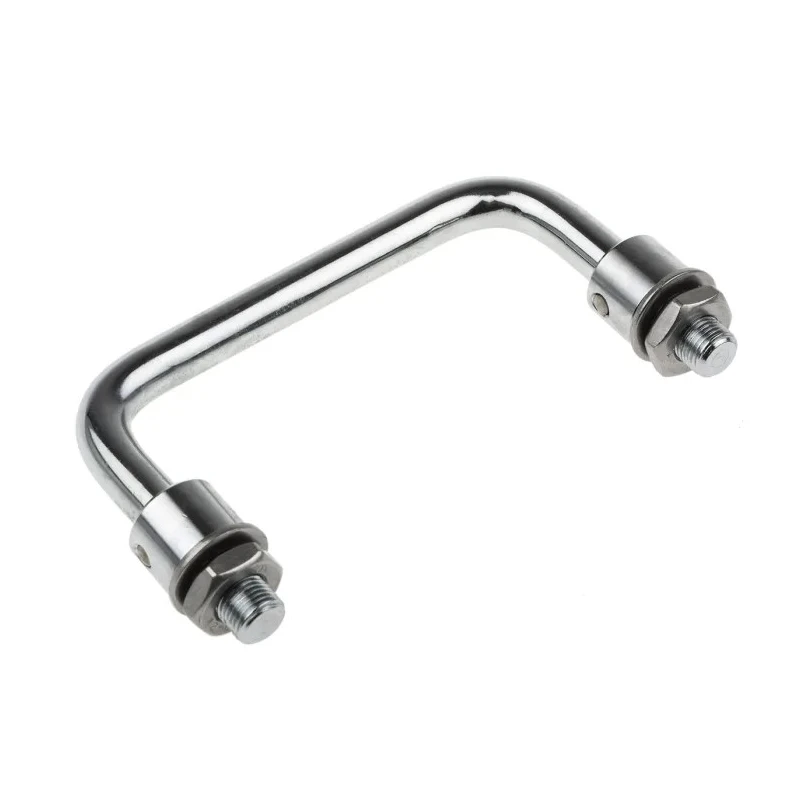 RS PRO Chrome-Plated Steel Carrying Handle Silver Finish Nut Fixing Type M10 Thread 116mm Width 42mm Height 237-637
