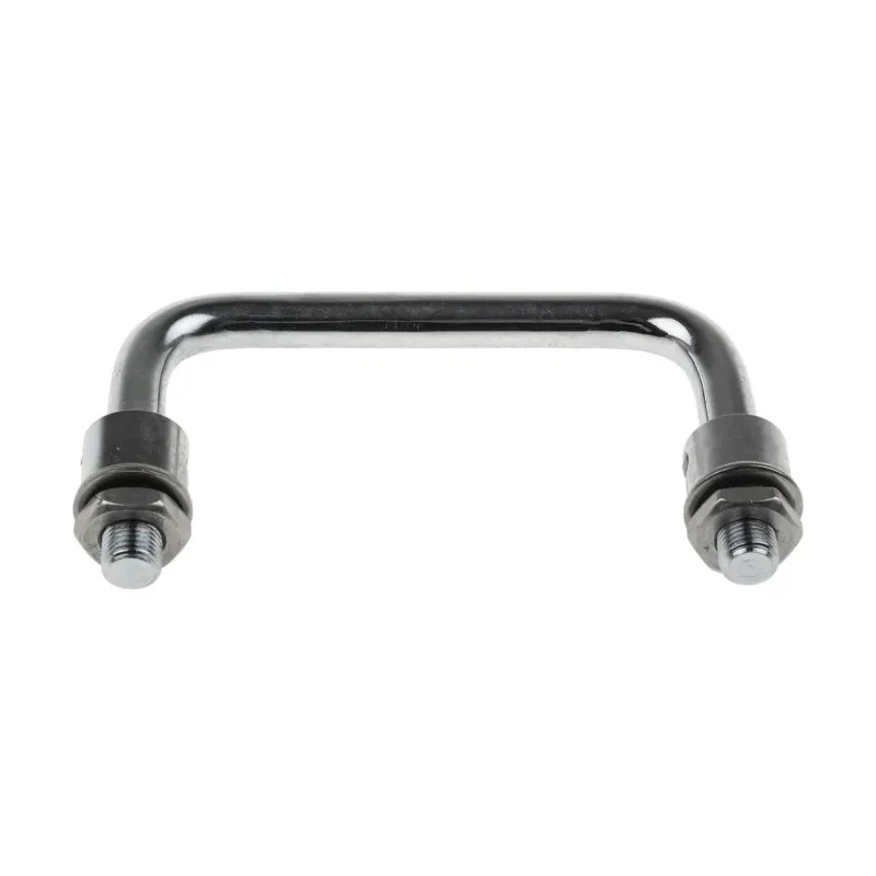 RS PRO Chrome-Plated Steel Carrying Handle Silver Finish Nut Fixing Type M10 Thread 116mm Width 42mm Height 237-637
