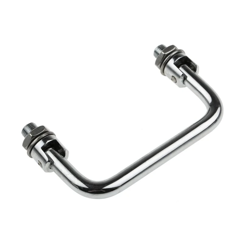 RS PRO Chrome-Plated Steel Carrying Handle Silver Finish Nut Fixing Type M10 Thread 116mm Width 42mm Height 237-637