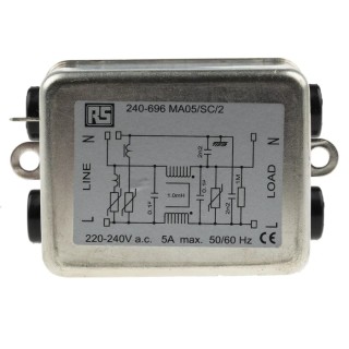 RS PRO Chassis Mount RFI Filter 5 A 240 V AC 50Hz/60Hz Fast-On Termination MA05/10 240-696