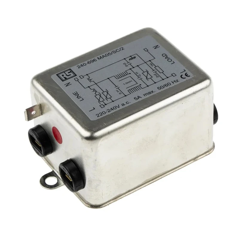 RS PRO Chassis Mount RFI Filter 5 A 240 V AC 50Hz/60Hz Fast-On Termination MA05/10 240-696