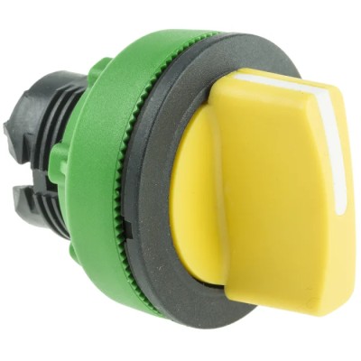 Schneider Electric Harmony XB5 Series 3 Position Selector Switch Head, 30 mm Cutout Diameter, Yellow Handle, IP66 ZB5FD505