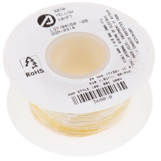 Alpha Wire Hookup Wire PVC Series Yellow, 24 AWG, 7 x 0.20 mm Core Strands, 30 m Length, Tinned Copper Conductor 3250 YL005