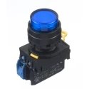 Idec YW Series Illuminated Push Button Complete Unit, Panel Mount, 22 mm Cutout, Blue, SPST, IP65 YW1L-A2E10QM3S