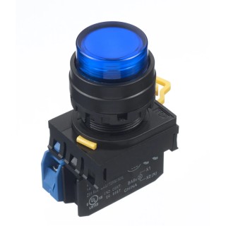 Idec YW Series Illuminated Push Button Complete Unit, Panel Mount, 22 mm Cutout, Blue, SPST, IP65 YW1L-A2E10QM3S