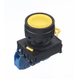 Idec Illuminated Push Button Complete Unit Panel Mount 22mm Cutout Yellow SPST IP65 YW1B-A1E10Y